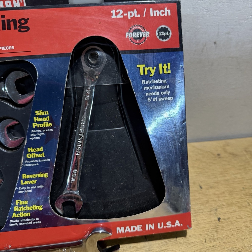 Sears Craftsman USA 5pc Reversible Ratcheting Wrench Set 12 Pt 942408 5/16-9/16 - Picture 5 of 11